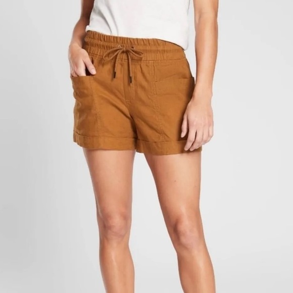Athleta Pants - Athleta Cabo Linen 4” Short, pumpkin/gold, size 6